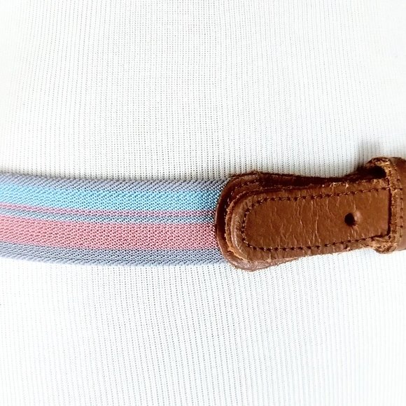 Vintage striped stretch canvas leather belt - Picture 3 of 3